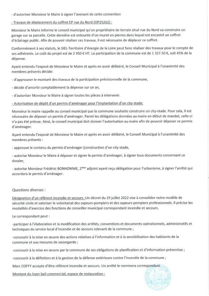 Proces Verbal Du Conseil Municipal Du Octobre Saint Nizier De